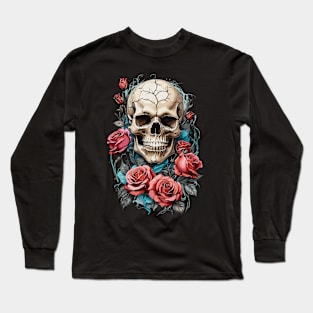 Death Skull Roses Long Sleeve T-Shirt